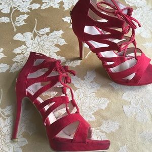 Red gladiator heels